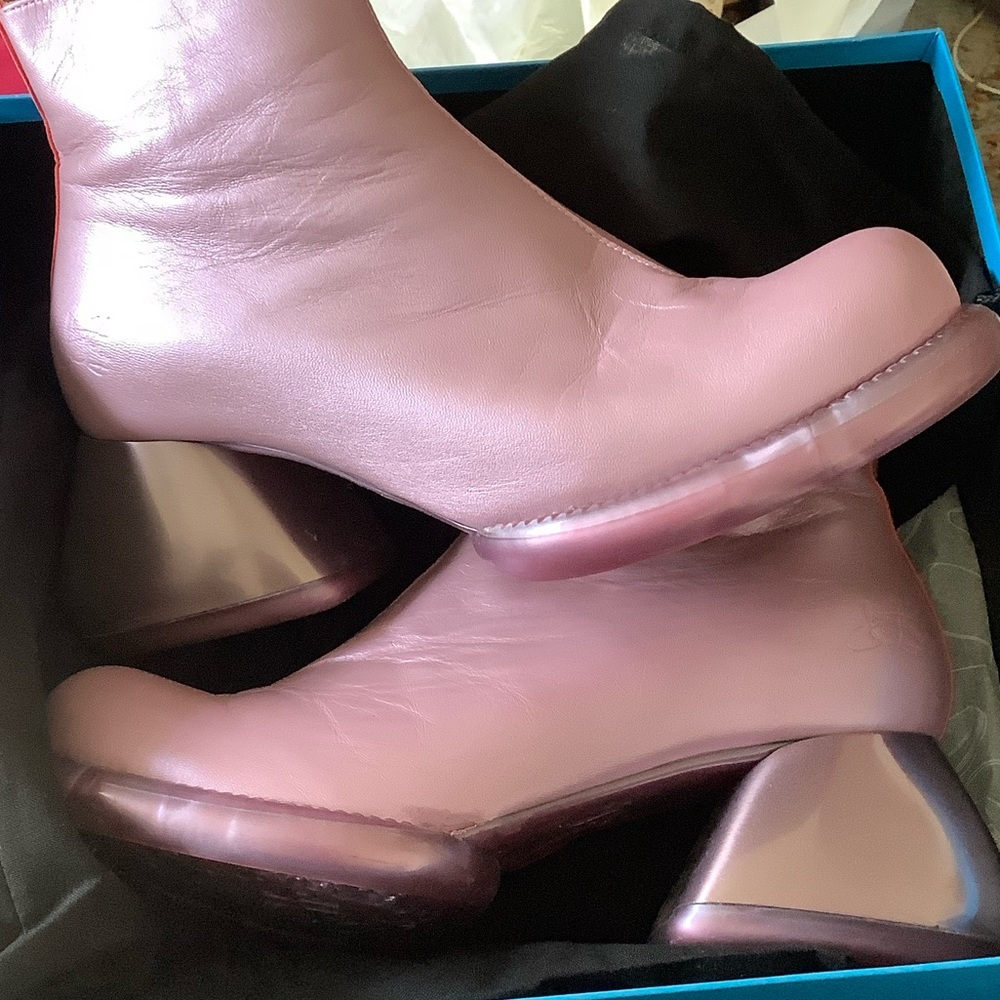 John Fluevog Etta Women's Pinkish purple Leather Mid-Heel Ankle Boots